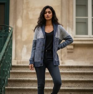 Goodfellow & Co Blue and White Cardigan Sweater